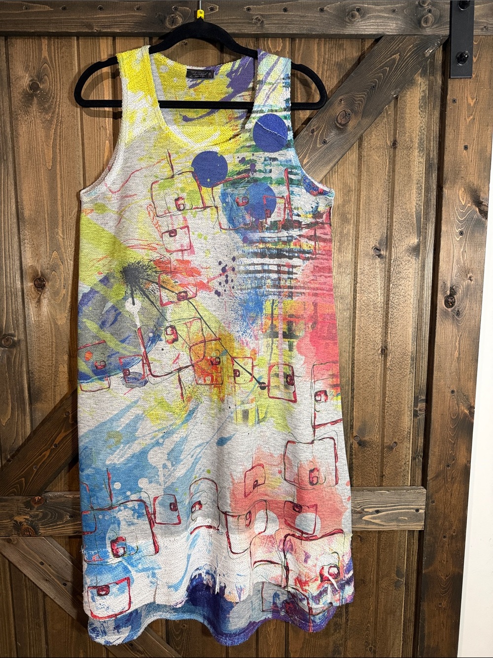 Colorful Abstract Print Sleeveless Dress